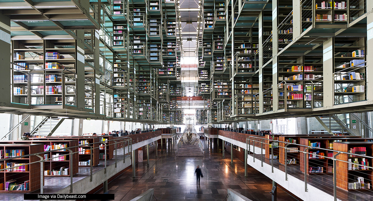 Biblioteca Vascancelos by Alberto Kalach image via Dailybeast