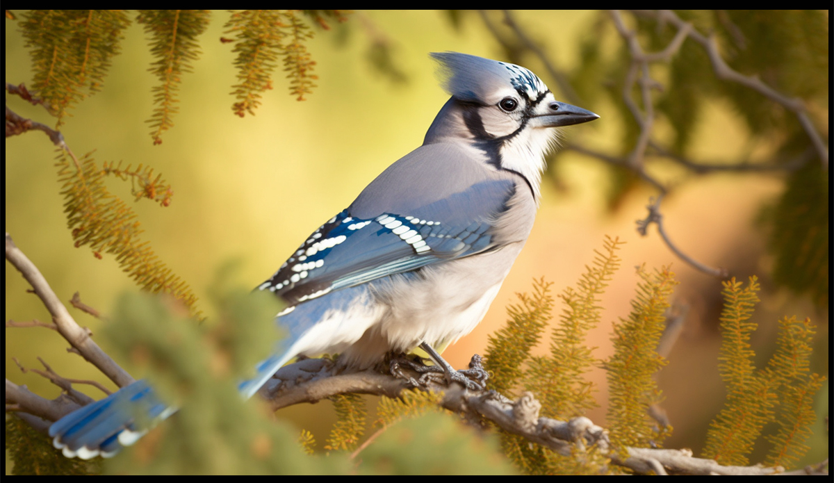 Andrew Midjourney created image of a Blue jay in a tree