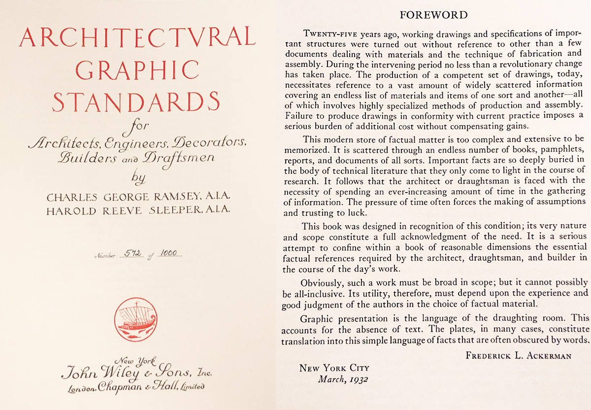 Architectural Graphics Standards 1932 First Edition Foreword