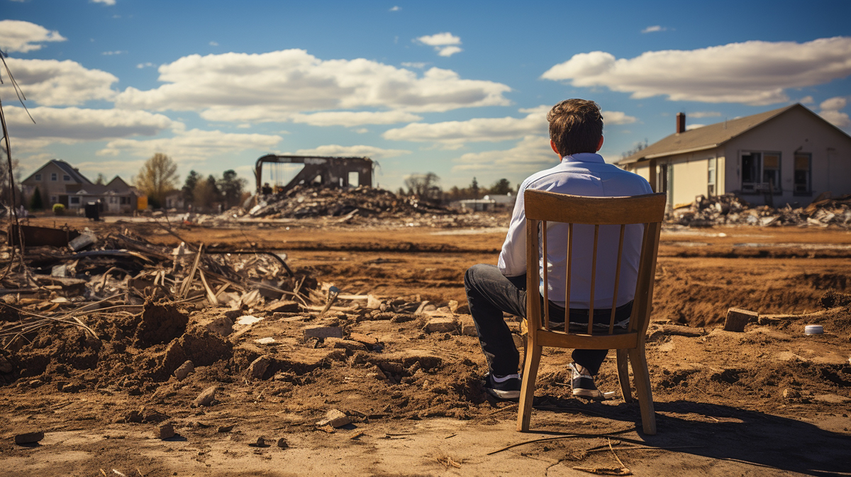 architect watching their building being torn down