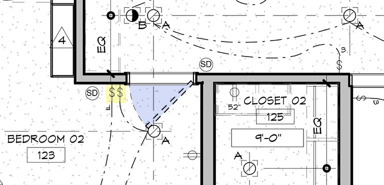 Architectural Graphics 101 - Dashed Doors and light switches by Dallas Architect Bob Borson