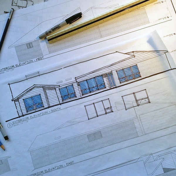 Architectural Sketch drawing straight lines