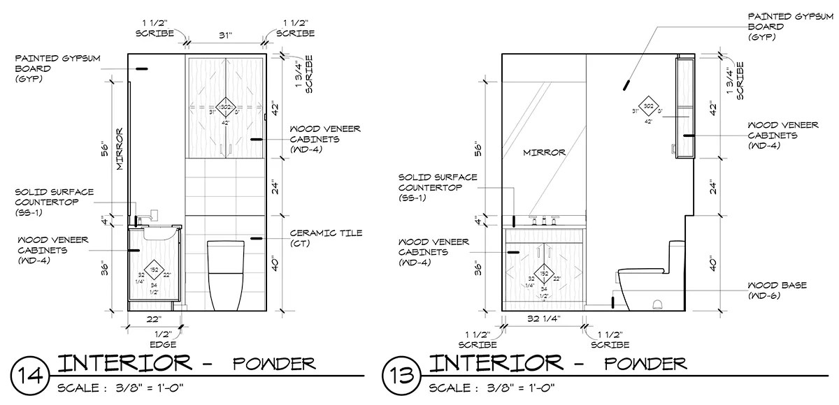 Powder Bathroom Millwork after AWI Casework Design Series tags