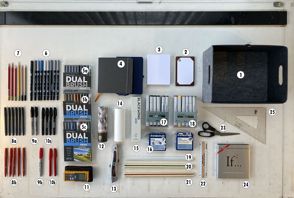 Bob Borson - Architect's Desk - Pen Container Contents