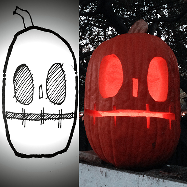 Bob Borson pumpkin sketch and pumpkin 2014