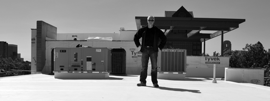 Architect Bob Borson on roof