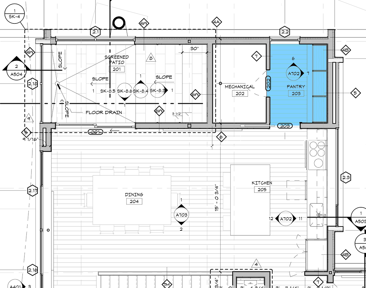 Cabin Kitchen and Pantry Plan - Dallas Architect Bob Borson