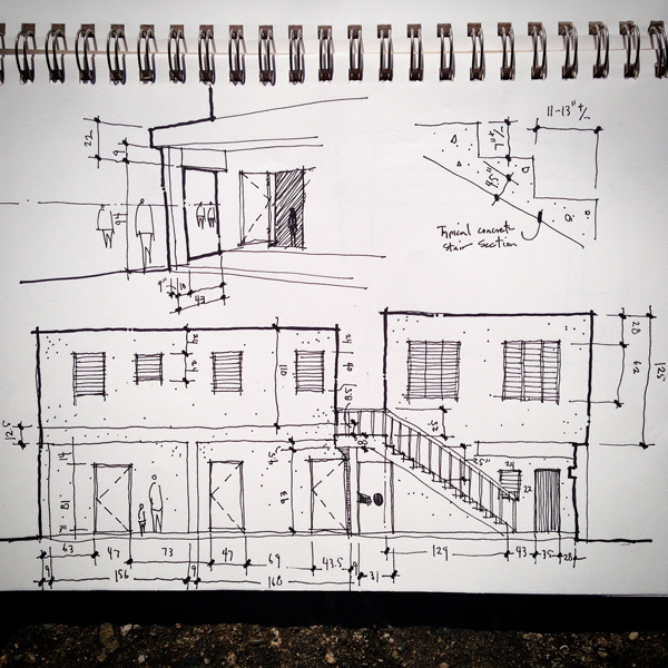 side courtyard sketch from Colegio Cristiano Marleidy in Santo Domigo