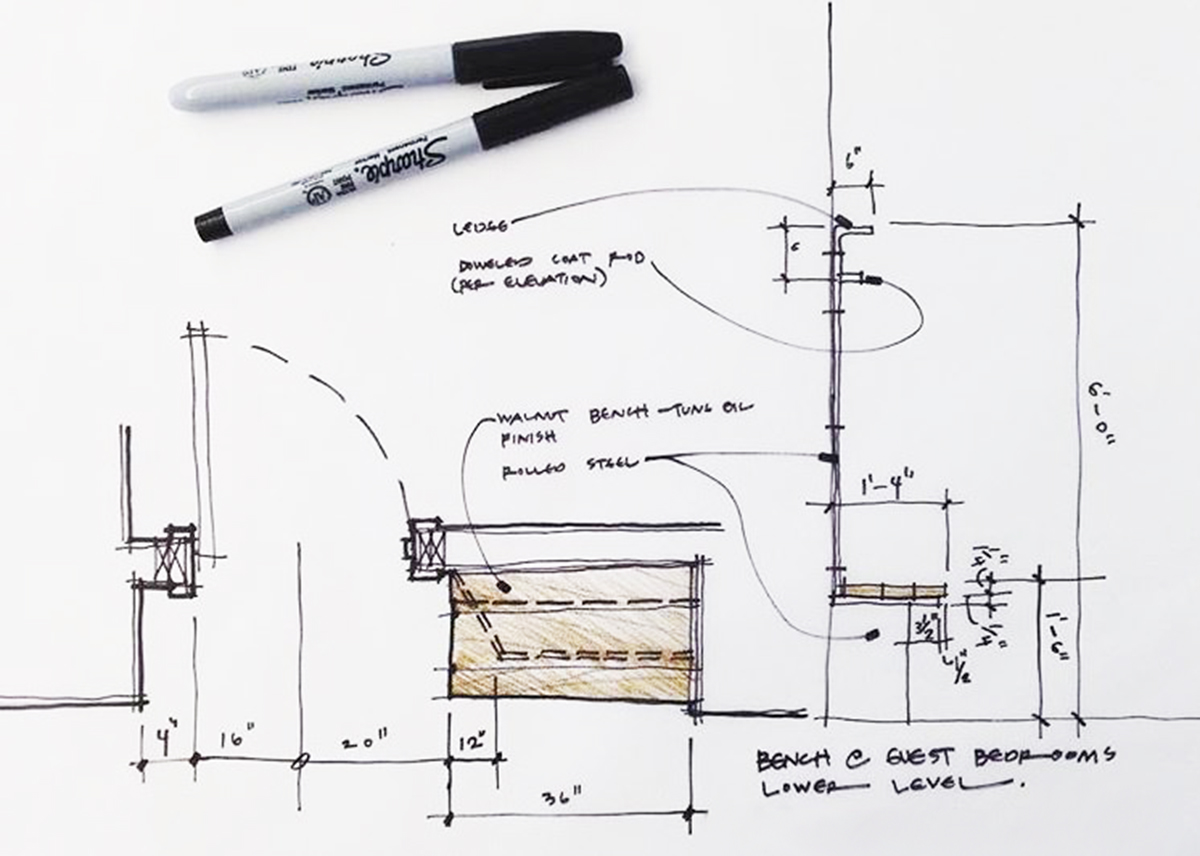 Concept Sketch for steel bench