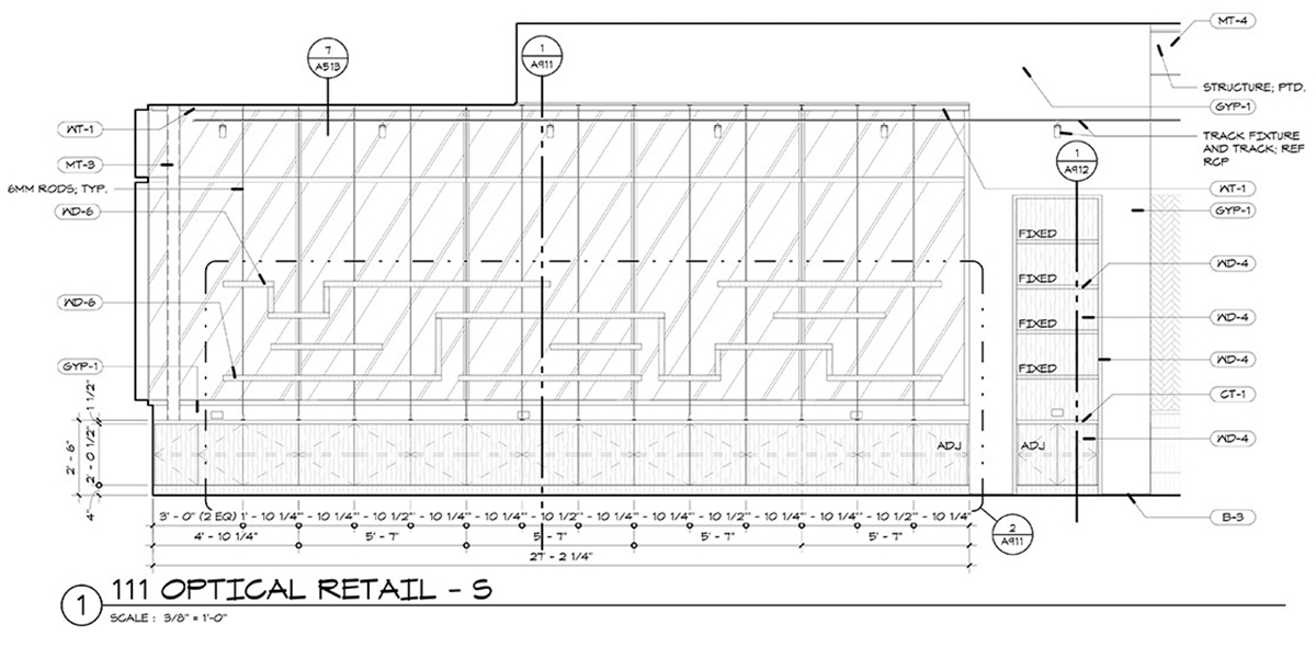 CTEC Oculus Construction-Drawings Exterior Wall Display - Dallas Architect Bob Borson