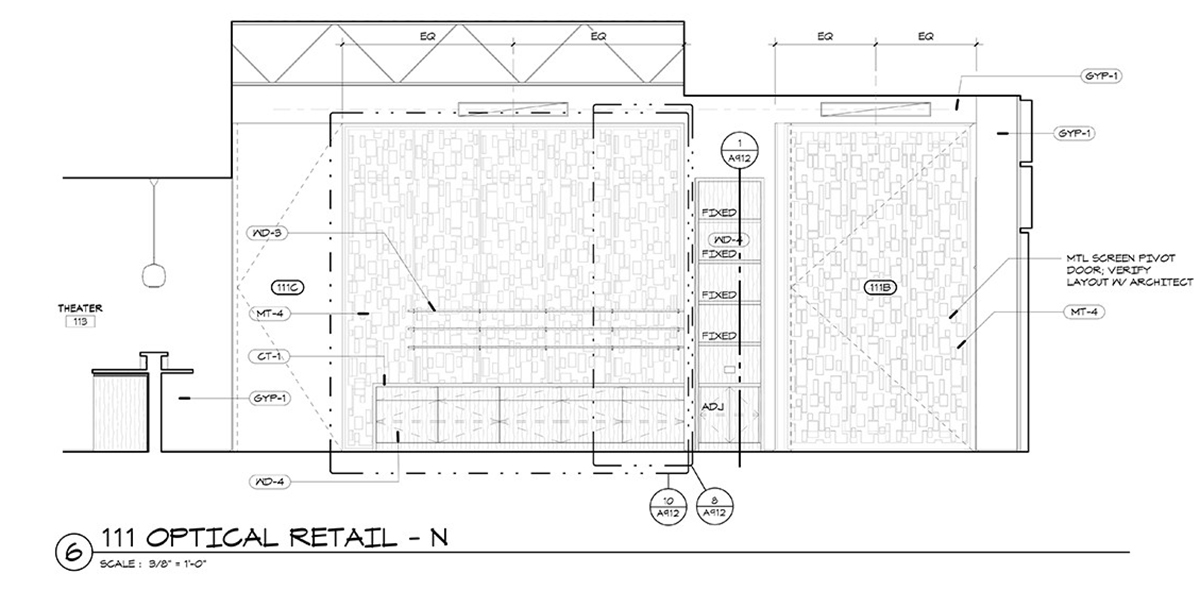 CTEC Oculus Construction Drawings Interior Wall Display - Dallas Architect Bob Borson