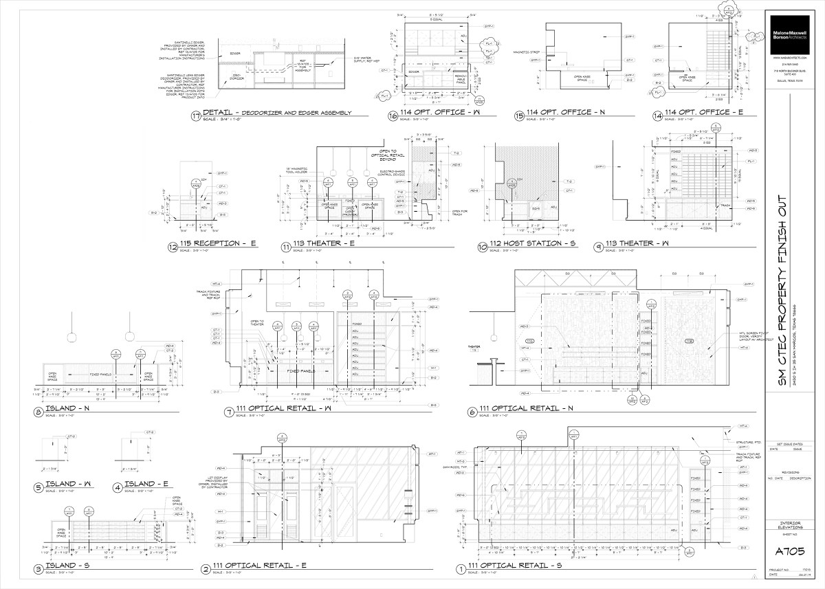 Interior elevations - construction drawings