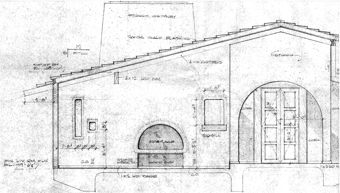 1960's Architectural Drawing - Fireplace Elevation