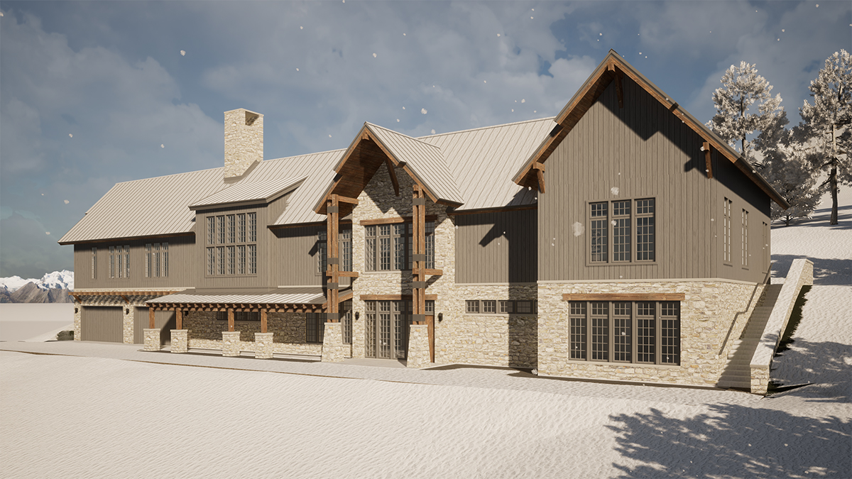 Front Perspective with Snow - Renderings for Residential Design