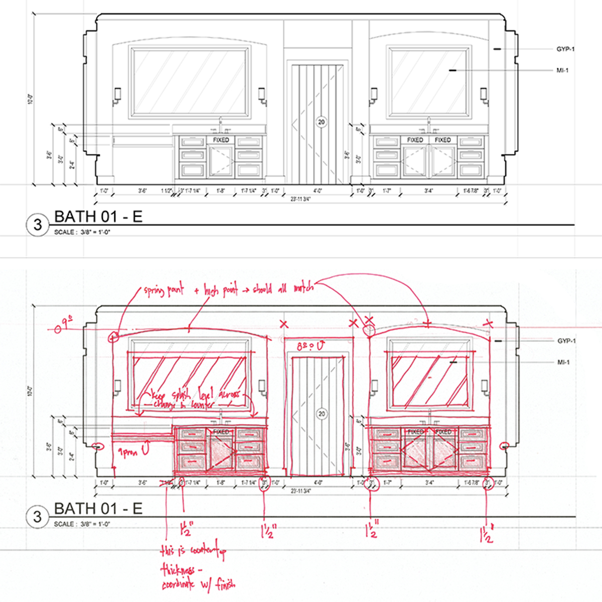 Isolated Elevations Main Bathroom Vanity Elevation