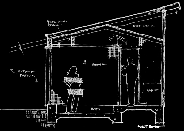 Master Bath Shower Section sketch by Bob Borson