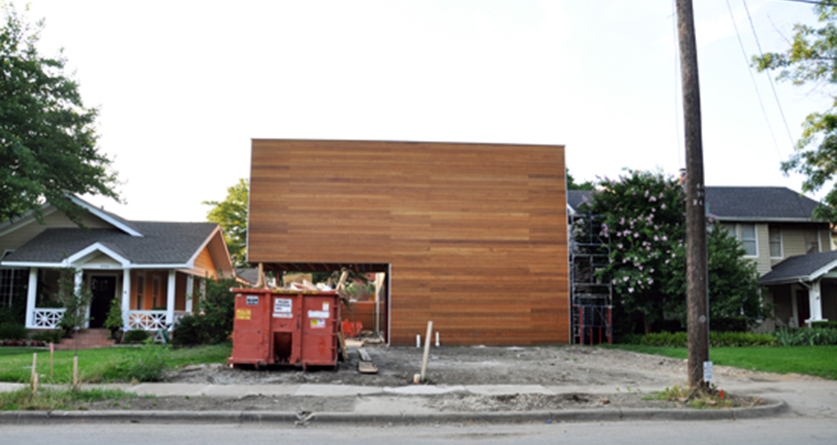 modern house design - in context with 1920's bungalows as its neighbors