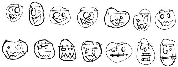 pumpkin sketches - adding the face