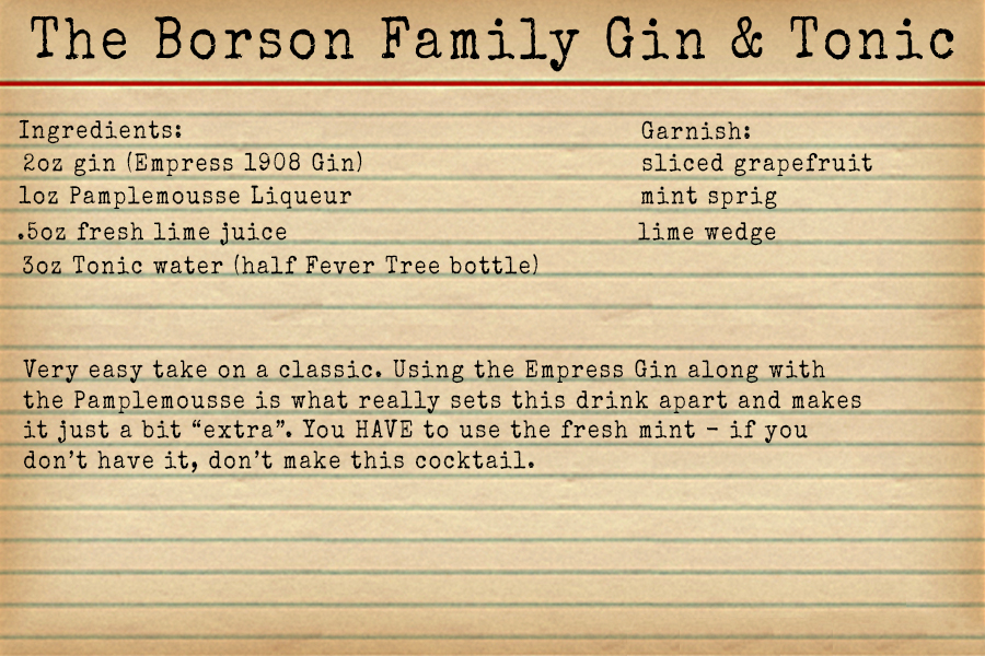 The Borson Family Gin and Tonic recipe