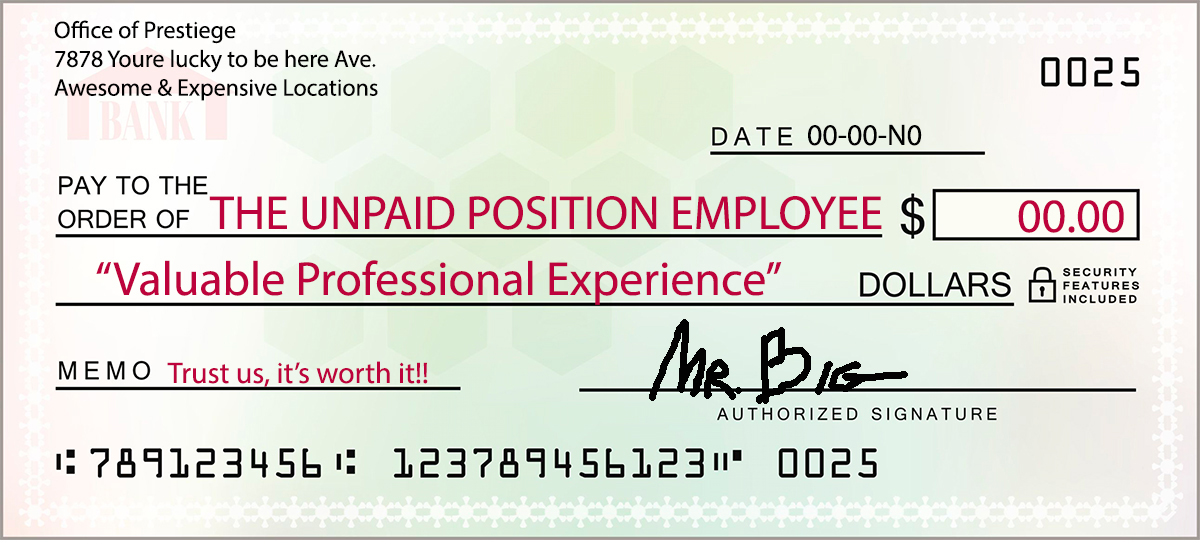 Unpaid Position Paycheck