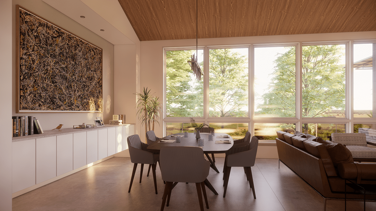 Hill Haus Dining Room Render - Architect Bob Borson