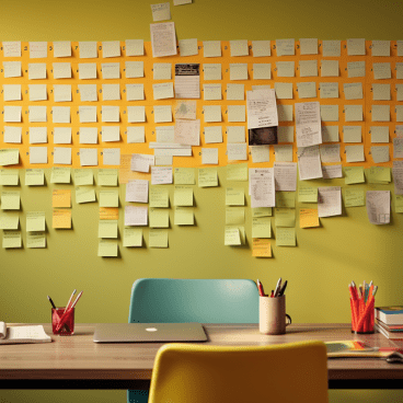 monthly calendar with post-it notes